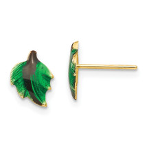 14K Madi K Enameled Leaf Post Earrings SE2444 - £40.08 GBP