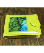 Florida vintage  travel souvenir vinyl yellow wallet with cloth picture ... - £17.19 GBP