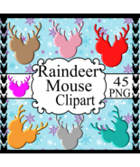 Raindeer Mouse 2-Digital ClipArt-Art Clip-Gift Tag-Notebook-Holiday-Scra... - $1.99