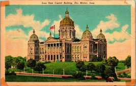 Stato Capitol Costruzione Des Moinescalendario Iowa Ia Unp Lino Cartolina B2 - £2.37 GBP
