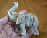 (Y-ELE-ST-403) white tan ELEPHANT figurine stone gemstone SOAPSTONE PERU - $29.91