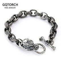 Real 925 Sterling Silver Viking Dragon Bracelet Punk Cool Handcrafted Jewelry - £129.10 GBP+
