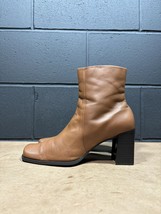 Vintage Nine &amp; Co. Brown Leather Square Toe  Ankle Boots Women’s Sz 9 M - £27.94 GBP