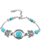 Boho Butterfly Turquoise Beaded Bracelet Bangle Beach Summer Bohemian Je... - £11.81 GBP