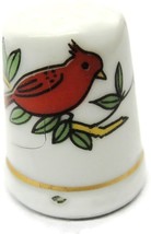 Vintage Thimble Red Cardinal on Branch Porcelain - $14.84