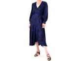 Susan Graver Occasion Printed Woven Jacquard Wrap Dress - Beaming Blue, ... - $29.69