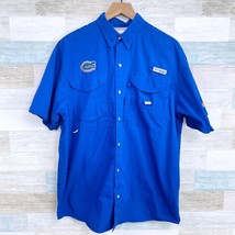 Florida Gators Columbia PFG Bonehead Shirt Blue Short Sleeve Cotton Mens Medium - $39.59