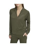 Andrew Marc Sport Women&#39;s V-Neck Long Sleeve Jersey Pullover Green Size S - €13,11 EUR