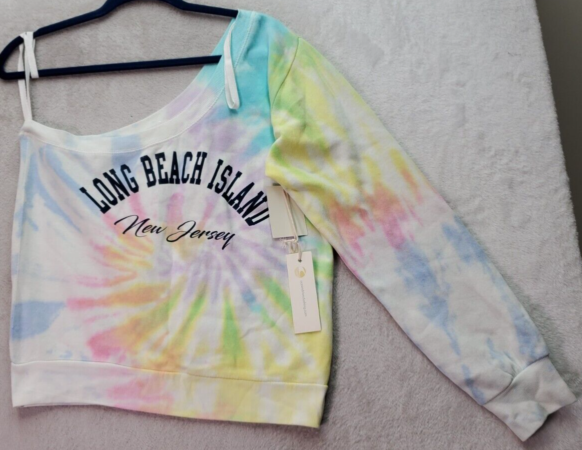 Primary image for Ocean Drive Sweatshirt Women Large Multi Long Beach Island New Jersey One Sleeve