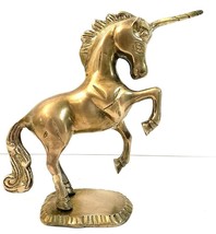 Brass Unicorn Sculpture Statue Solid Brass 6 1/2&quot; High - $14.01