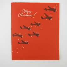 Vintage Christmas Card Red Black Airplanes Stars Gibson Cincinnati Ohio UNSIGNED - $9.99