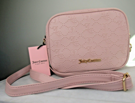 Juicy Couture Blush Pink Embossed Logo Crossbody Faux Leather Purse Bag NWT READ - £30.37 GBP