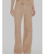 new FOREVER 21 Belted Straight/Re CARGO PANTS sz M Almond Jeans with poc... - $455.73 MXN