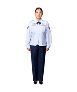 WOMENS REGULATION AIR FORCE USAF SHIRT LONG SLEEVE UNIFORM DRESS BLUE AL... - $47.73 CAD