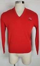 Vintage Garan Ohio State OSU Buckeyes V Neck Sweater Red Acrylic USA M - £23.74 GBP