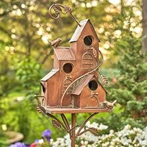 Large Copper Colored Multi-Birdhouse Stakes, Room for 4 Bird Families in... - £107.30 GBP+