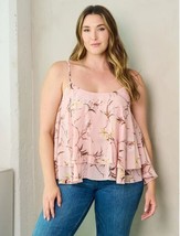 Womens Plus Size Sleeveless Tiered Back Detailed Floral Tank Top - $17.99