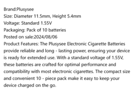 Plusysee Batteries: 1.55V, Compact, 10 - pack for Extended Device Use image 6