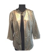 Chico&#39;s Traveler&#39;s Collection Gold Perforated Open Blazer Jacket Ladies ... - £48.60 GBP