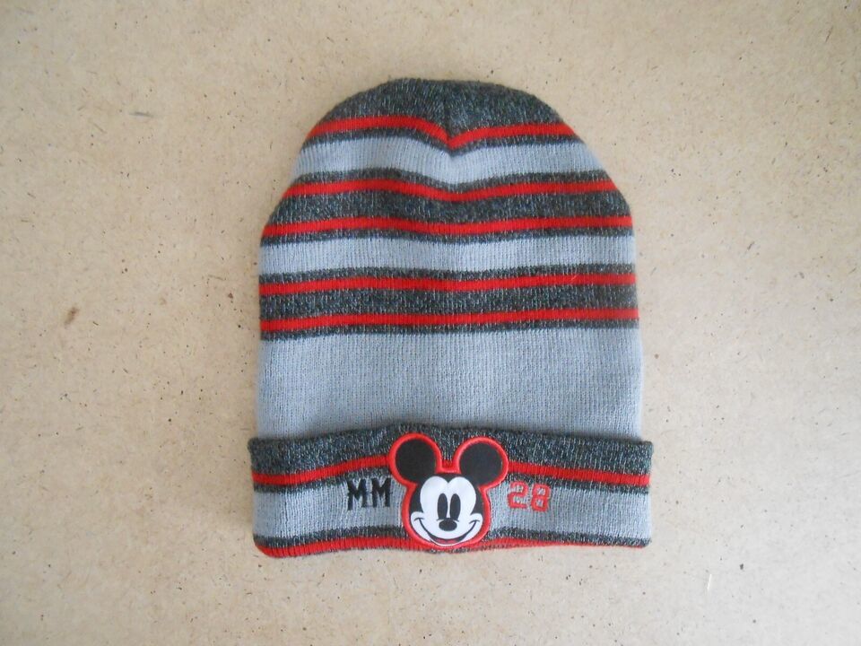 Disney Mickey Mouse Gray and Red Striped Beanie - £14.20 GBP