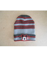 Disney Mickey Mouse Gray and Red Striped Beanie - $18.37