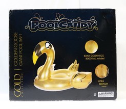 Pool Candy Gold Collection Golden Goose Pool Raft 26&quot;x35&quot;x24&quot; W/EGG Beach Ball - £15.98 GBP