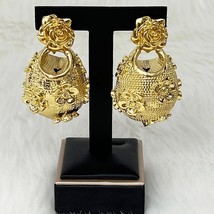 4 pcs Women Dubai Jewelry Sets Large Flowers Pendant 18k Gold Plated Women Neckl - £54.65 GBP