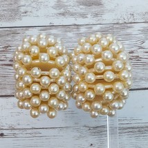 Vintage Clip On Earrings Extra Large Faux Pearl - Broken Clip - $7.99