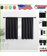 Black Thermal Window Drapes - 34&quot; W x 30&quot; L Blackout Panels for Ultimate... - $57.33 CAD