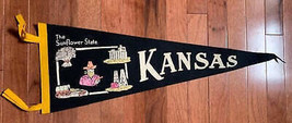 Vintage Kansas The Sun Flower State Pennant - £11.91 GBP