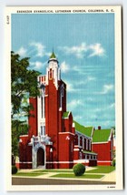 Ebenezer Evangelical Lutheran Church Columbia South Carolina Linen Postcard SC - £7.79 GBP