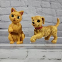Barbie Doll Pets Animals Lot Of 2 Puppy Dog Red Collar Orsnge Tabby Cat - $11.88