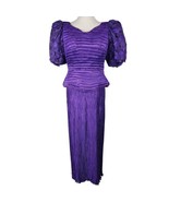 Saks 5th Ave George F. Couture Evening Gown  SZ 12 Purple Pleated Vintag... - £53.18 GBP