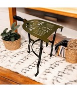 Vintage Brass Iron Hearth Fireplace Kettle Trivet w/Wood Handle Tripod S... - $67.22 CAD