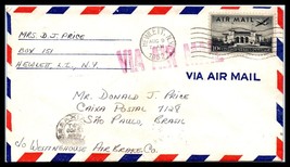 1952 NEW YORK Air Mail Cover - Hewlett to Sao Paulo, Brazil K1 - £1.95 GBP