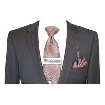 Mens Wool Cashmere Black Stripe Business Suit Giorgio Cosani Two Button 910 image 6