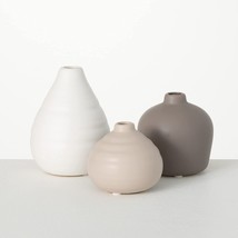 Sullivans Ceramic Vase Set- 3 Small Matte Multicolor Vases, Modern Home, Cm3085 - £29.56 GBP