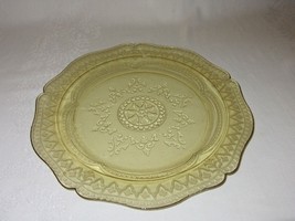 Amber Yellow Glass Plate Patrician Spoke Depression 11&quot; Vtg Dinner Plate - £19.46 GBP