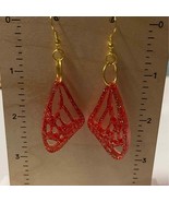Handmade epoxy resin butterfly wings earrings-translucent light red gold... - £5.06 GBP
