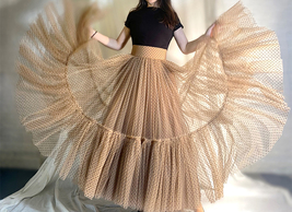 Women Polka Dot Tulle Skirt Outfit Layered Long Tutu Skirt Holiday Dressromantic image 1