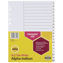 Marbig A-Z Tab Alpha Indices &amp; Dividers (A4) - White - £16.53 GBP