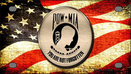 POW MIA With USA Flag Novelty Mini Metal License Plate Tag - £11.76 GBP