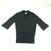 Ann Taylor LOFT Sweater Jumper Womens M Gray Alpaca Wool Blend V Neck 3/4 Sleeve - £21.16 GBP