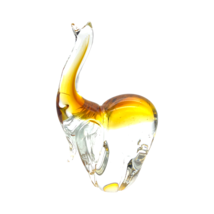 Murano - Elephant Sculpture - Clear &amp; Brown - 8&quot; - £35.59 GBP