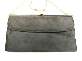 Marforio Italy Grey Suede Shoulder Bag Purse 1980s - $25.91