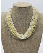 Art Deco MULTI-STRAND GLASS SEED BEAD CHOKER NECKLACE URANIUM GLASS BEAD... - $267.58 CAD