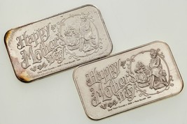 Happy Mother’s Day 1982 By Crown Mint 1 Oz. Silver Art Bar Lot Of 2 - £106.39 GBP