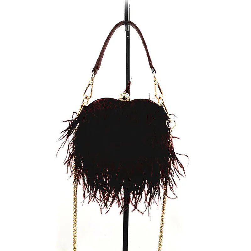 [BXX] Versatile Party Feathers Chains Evening Handbags For Women 2023 New Fashio - $91.47