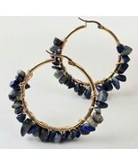 Wire Wrapped Gemstone Hoop Earrings | Bold Crystal &amp; Gold Statement Jewe... - $28.70