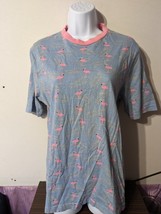 G-Net men&#39;s Large Blue / Pink Flamingos T Shirt - $6.88
